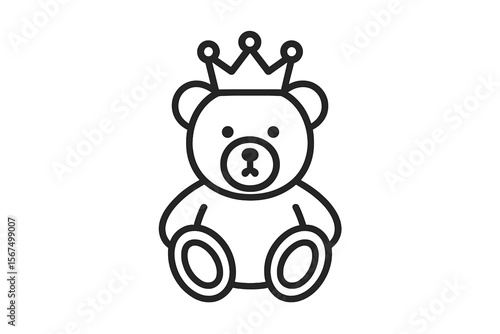 Cute teddy bear wearing a crown sits confidently, ready to entertain children during playtime activities in a joyful atmosphere