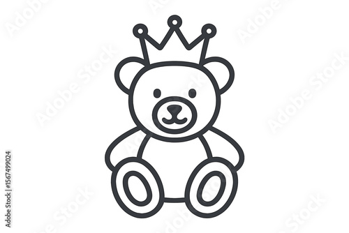 Cute bear toy wearing a crown, perfect for children's room decor or playful illustrations
