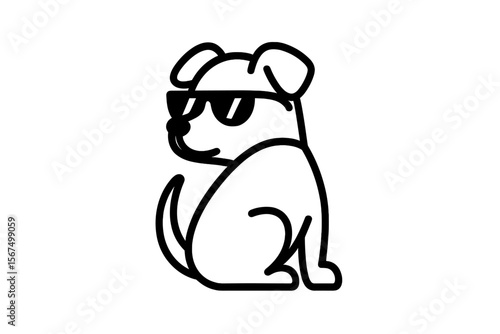 Cool dog in sunglasses sitting relaxed with playful expression on sunny day