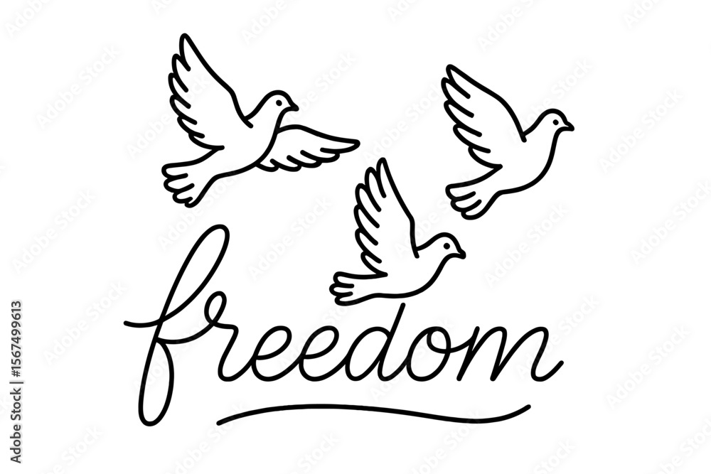 Fototapeta premium Doves flying gracefully in a minimalist artistic representation of freedom
