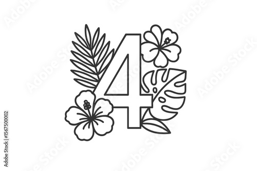 Colorful floral design featuring the number four for decorative purposes during events and celebrations