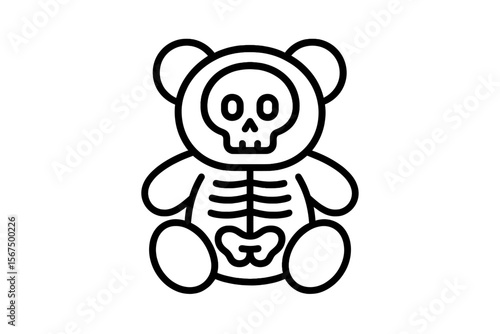Creative skeleton teddy bear design with a playful twist, showcasing a blend of cute and spooky elements