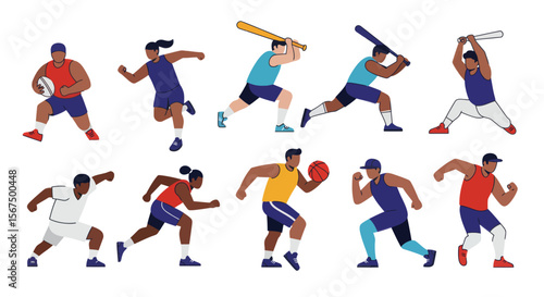 Diverse athletes in action, showcasing various sports and dynamic poses.