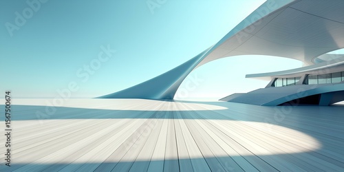 architectural design with sleek  curved metallic structures