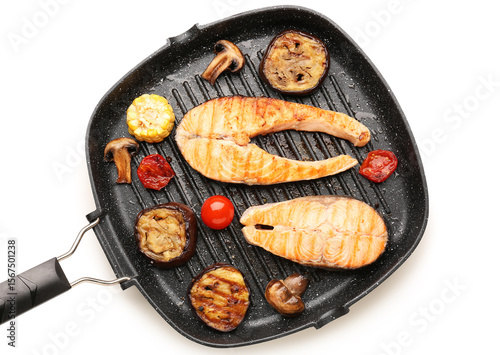 Frying pan with tasty grill...