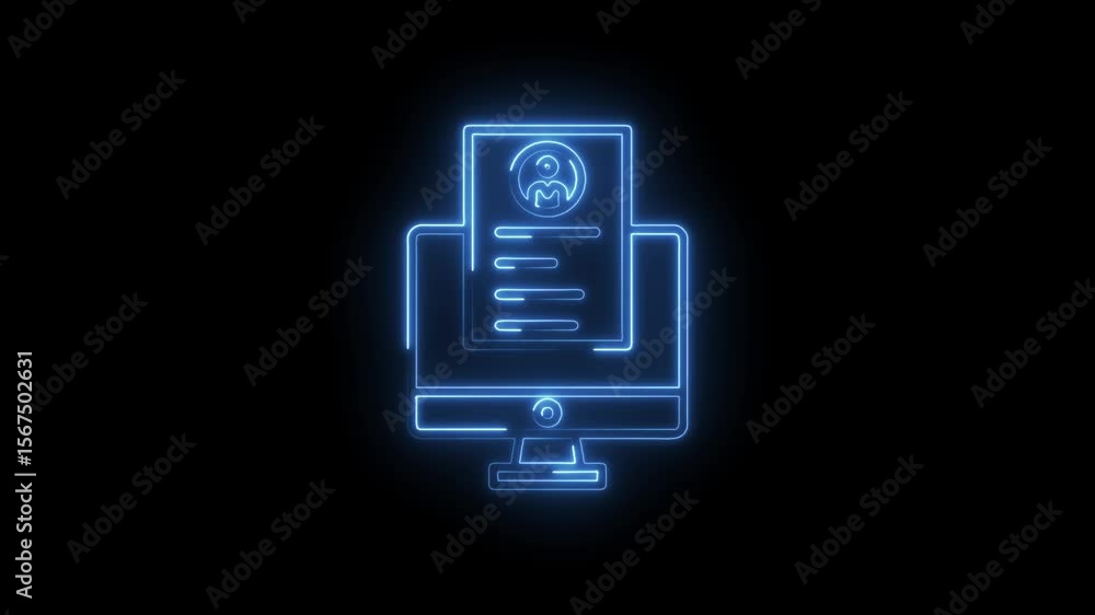 Job application neon sign on computer screen online recruitment process career concept Job application neon sign on computer screen online recruitment process career concept