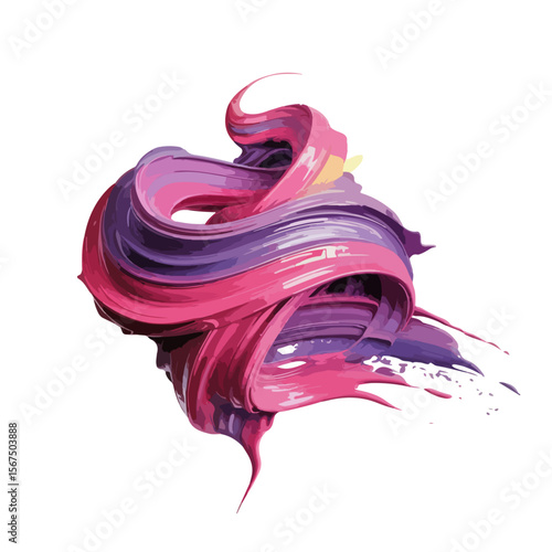 Abstract Paint Swirl – Colorful Textured Brushstroke with Pink, Purple, and Yellow Hues on White Background