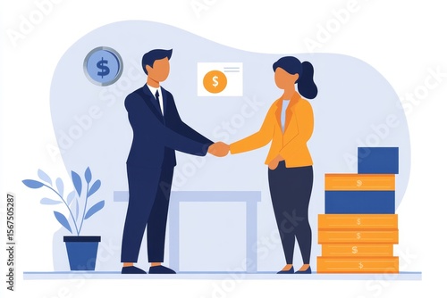 Client and banker shaking hands after finalizing the business investment budget, Generative AI