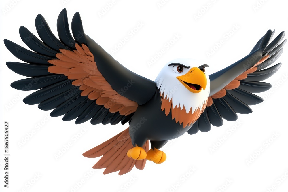 Obraz premium Eagle isolated in 3d cartoon character on white background
