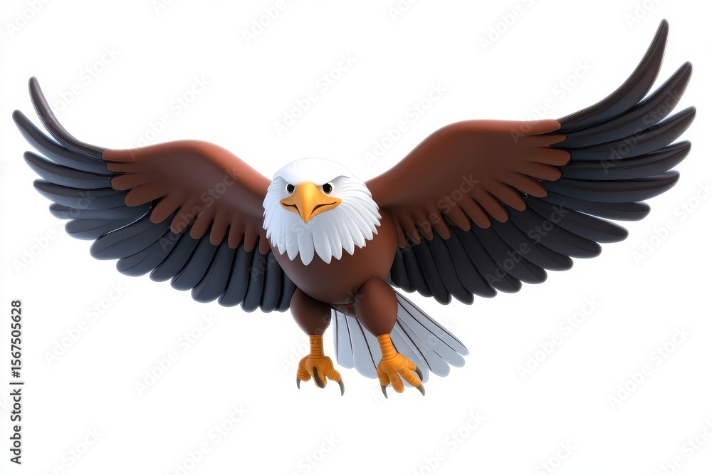 Fototapeta premium Eagle isolated in 3d cartoon character on white background