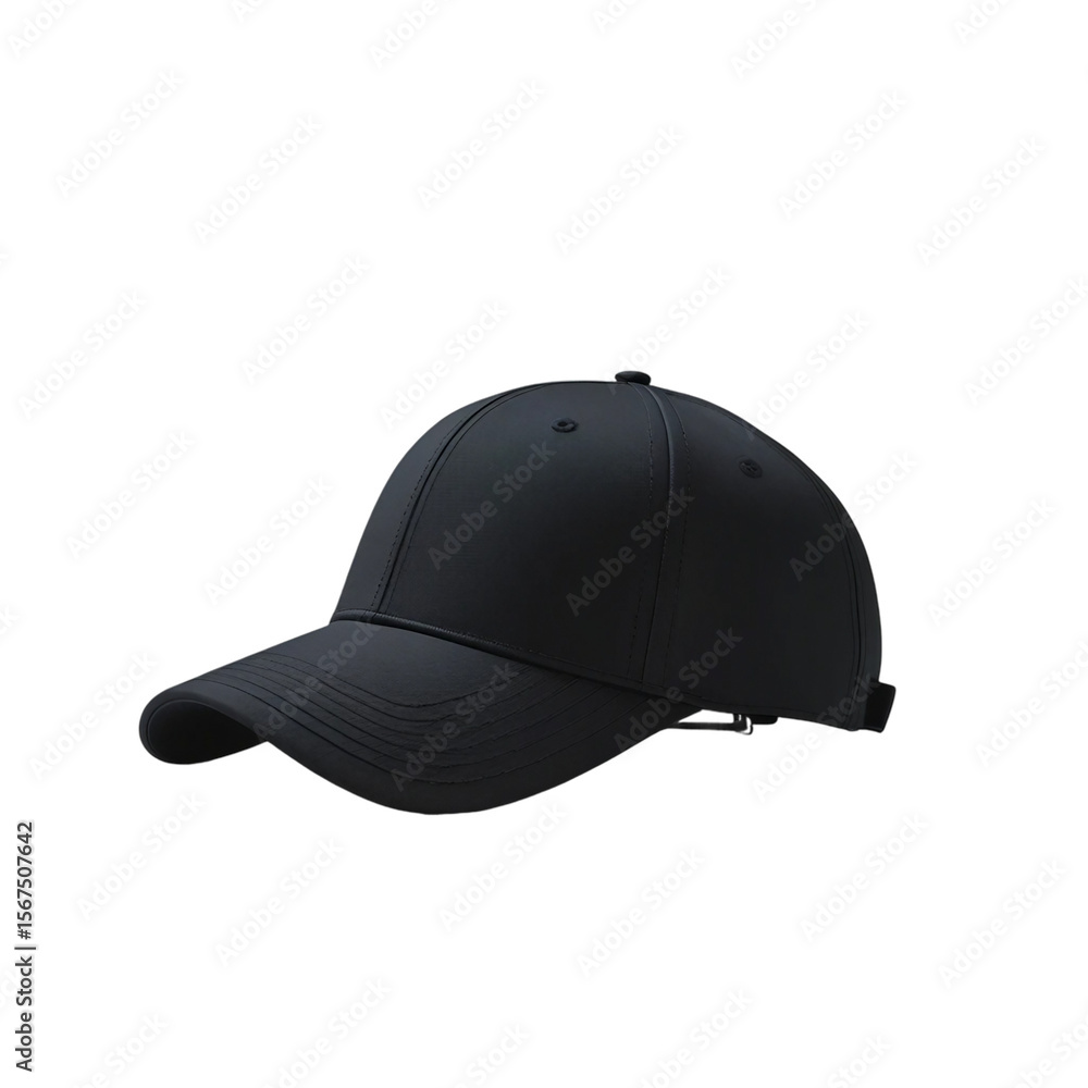 Fototapeta premium Black baseball cap isolated on transparent background