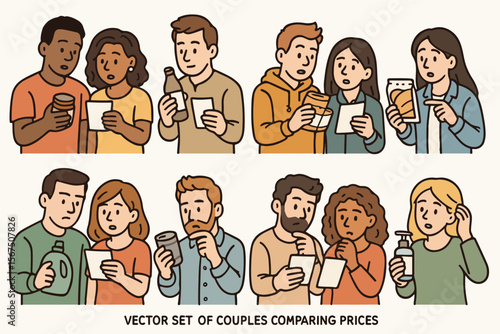 Couples Comparing Prices, Shopping, Budgeting, Finances