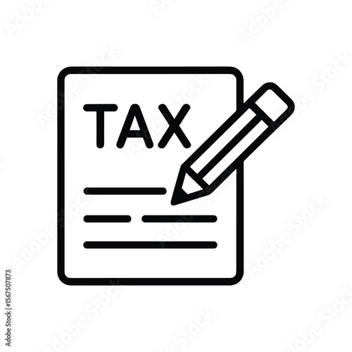 Stylized black and white icon representing tax form completion with a pencil
