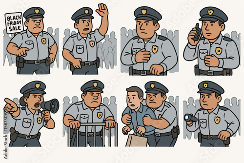 Police Officer Poses Crowd Control Security Public Safety