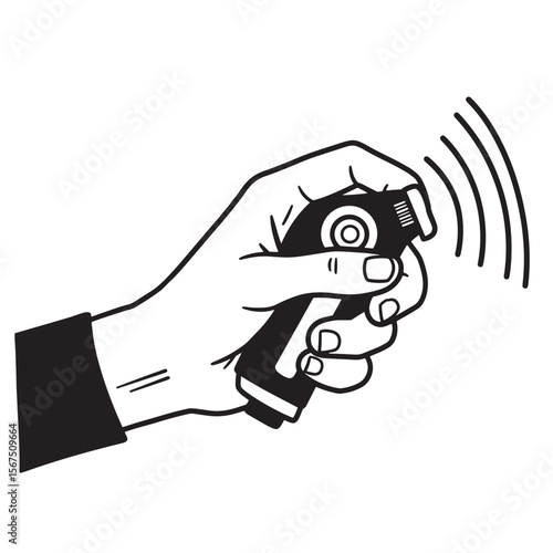 Hand holding a remote control icon vector illustration of entertainment communication technology