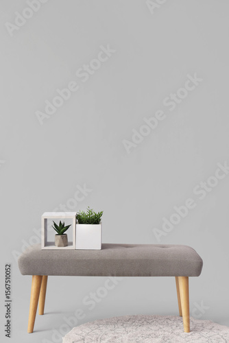 Modern gray upholstered ben...
