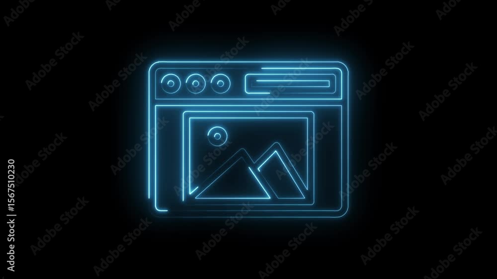 Neon image processing interface animation on dark background for modern technology visuals Neon image processing interface animation on dark background for modern technology visuals