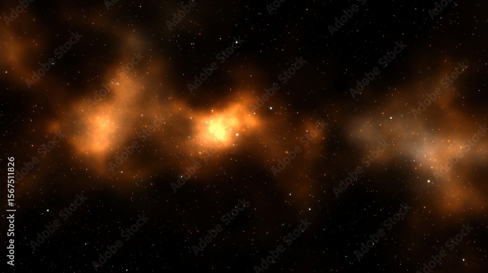 Obraz premium A starry night sky with orange and yellow nebulae.