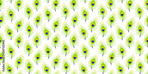 Peacock feather seamless pattern in vector style