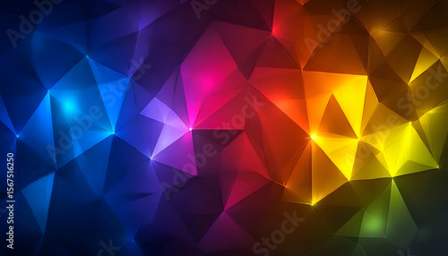 Abstract Geometric Prism with Vibrant Color Gradient and Dramati