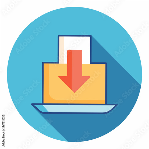 Download with orange arrow and blue circle upload data