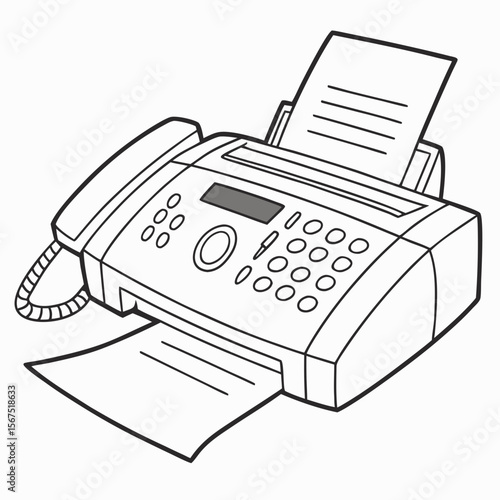 Fax machine with paper and telephone handset office equipment communication device