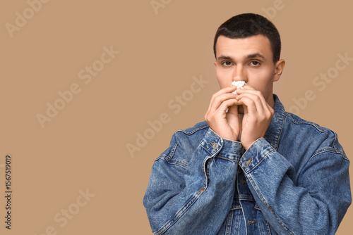 Ill young man with tissue b...