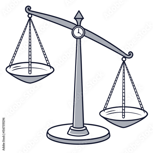 Gray Scales of Justice with Clock balance legal