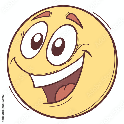 Joyful yellow face with wide smile and big eyes emoji happy