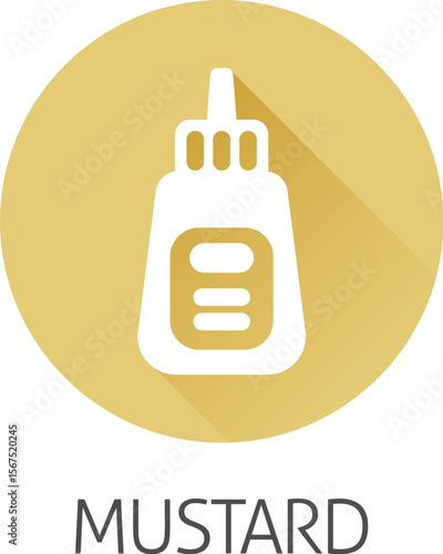 Ketchup or mustard sauce bottle food stylised icon concept. Possibly an icon for the mustard allergen or allergy.