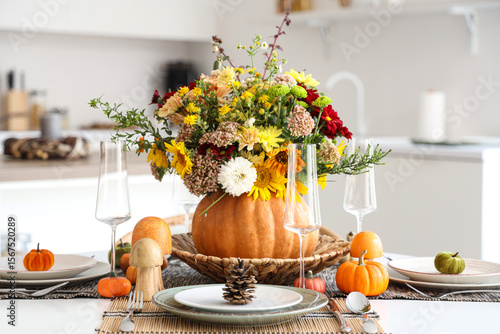 Pumpkin with autumn bouquet...