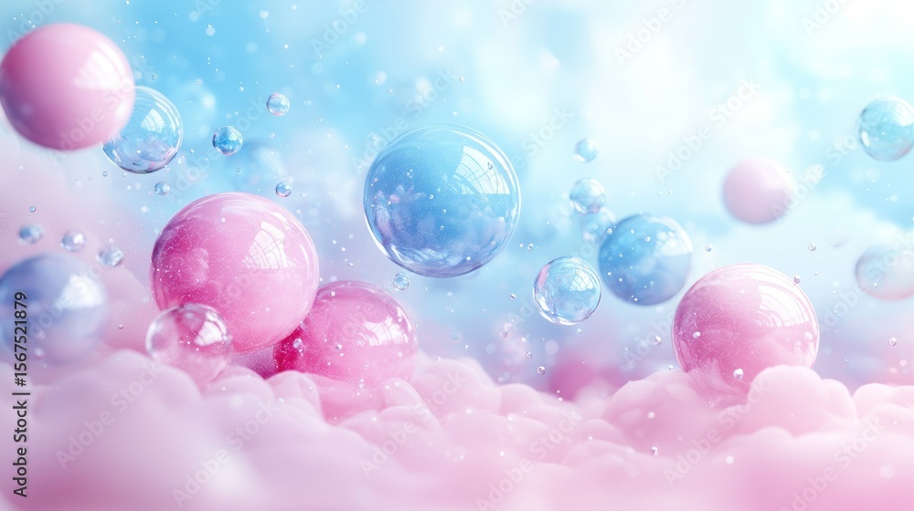 Floating spheres in pastel clouds Floating spheres in pastel clouds