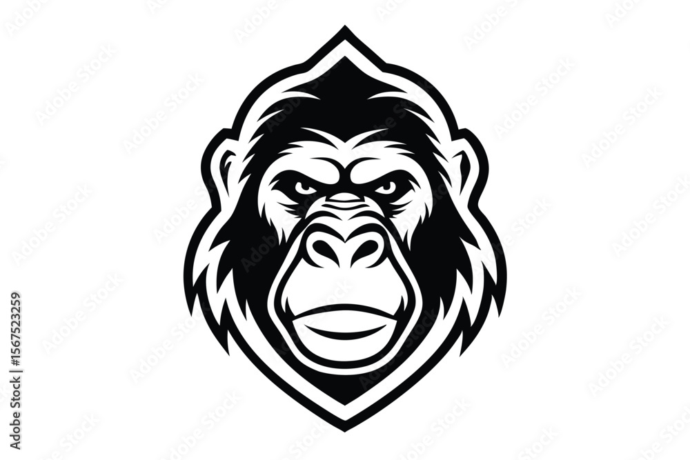 Obraz premium Fierce gorilla with bared teeth and angry expression displays powerful and striking monochrome aggression