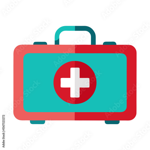 Red and teal first aid kit with white cross medical kit emergency kit