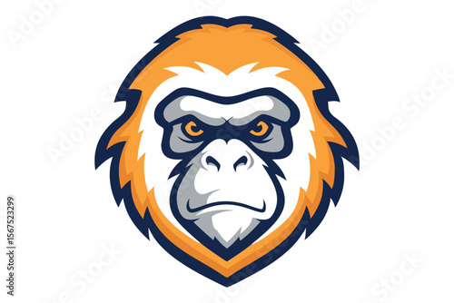 Striking gorilla head rendered in monochrome conveys strength and primal animal power in black
