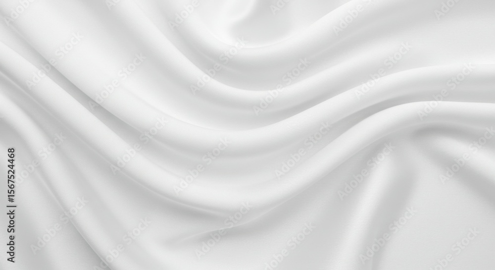 Fototapeta premium Smooth, elegant white fabric with soft, flowing waves and gentle curves, creating a luxurious texture
