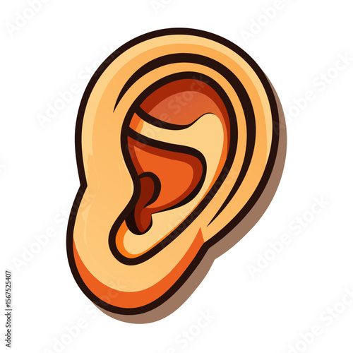 Stylized human ear with warm color palette human anatomy auditory organ
