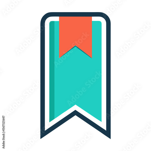 Free Download Teal and coral bookmark ribbon with dark blue outline vector - GFXLoad