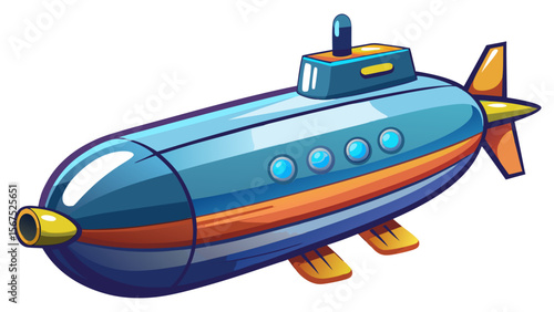  Cartoon Style Submarine Vector Illustration