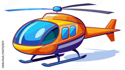  Orange Helicopter – Aircraft Vector Cartoon