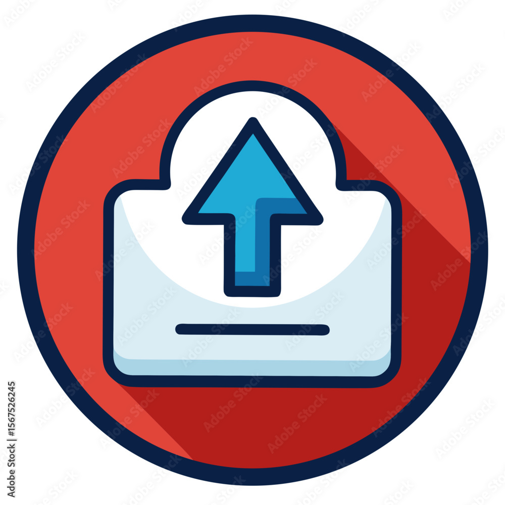 Upload arrow with red circle border data transfer Upload arrow with red circle border data transfer