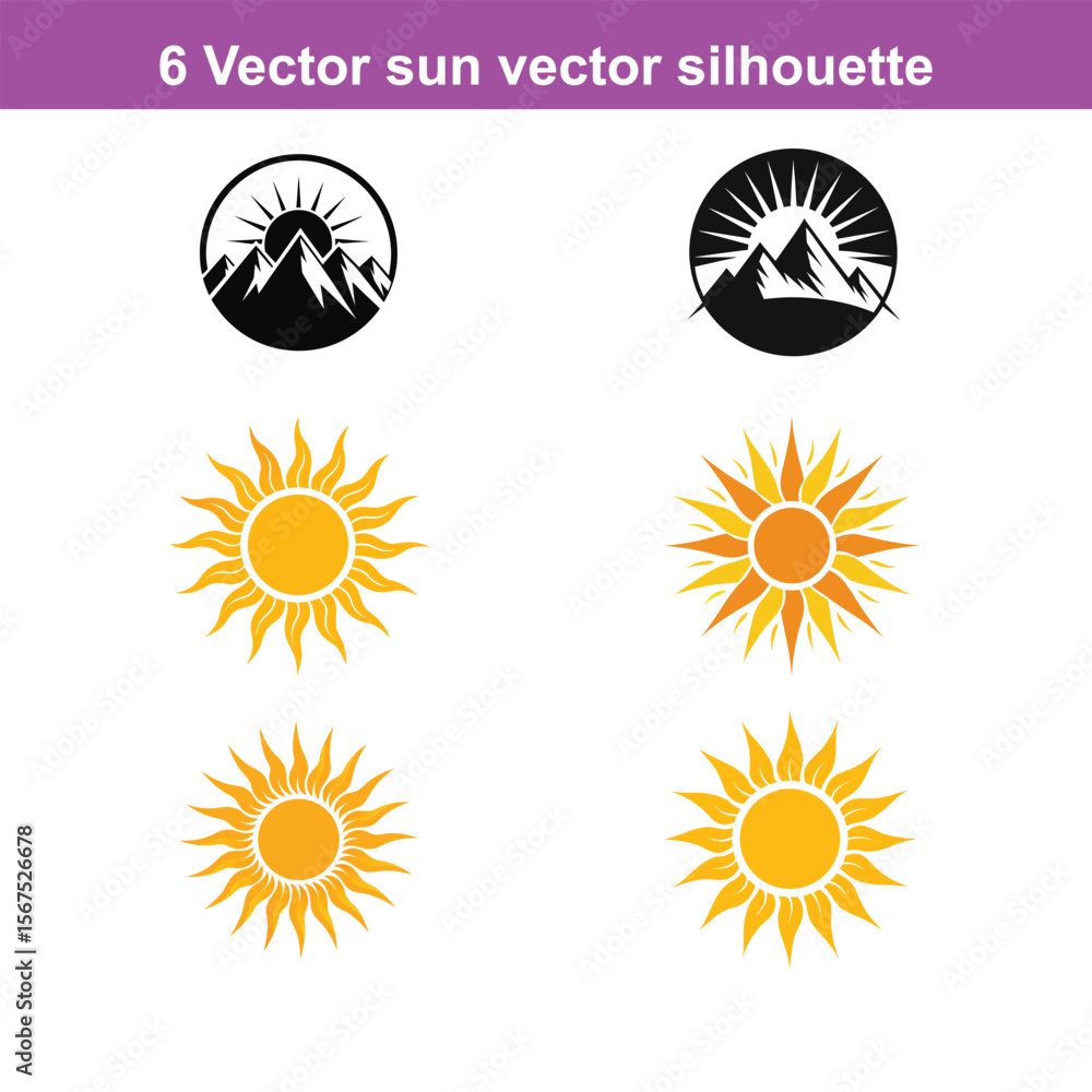 Fototapeta premium sun vector silhouette,Sun,sun vector icon set
