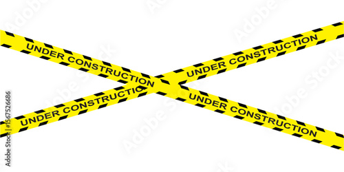 Under construction page. Caution yellow tape construct warning line background sign web page security caution in eps 10.