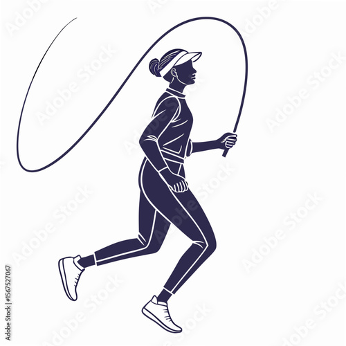 Woman jumping rope athletic pose exercise fitness