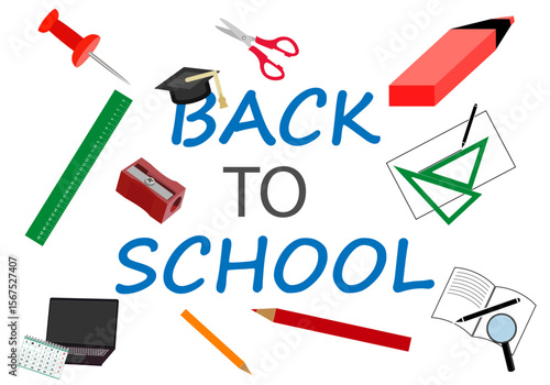 Vuelta al cole rodeado de material escolar