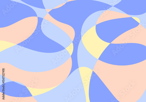 Fondo de patrón abstracto de formas curvas y onduladas azul, naranja y amarillo