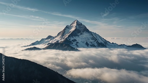 Majestic Mountain Peak Soaring Above the Clouds A Breathtaking View