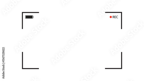 Camera Frame Viewfinder Overlay on Black Background. Vector