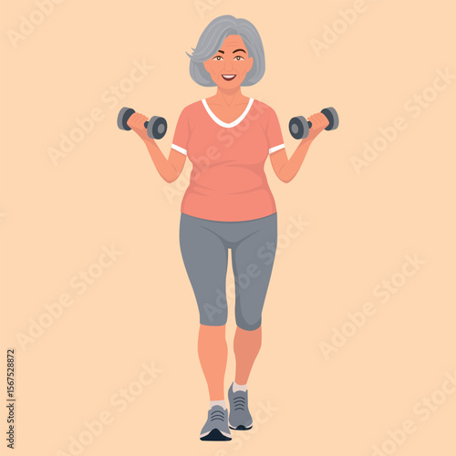 Elderly Woman Lifting Dumbbells