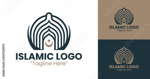 Professional Islamic Identity Logo with Minimal and Modern Style in Brown and Dark Blue
